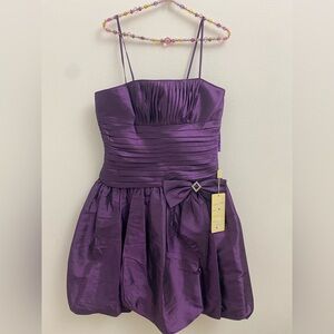 Dress, Vintage, Spaghetti Straps, Side Bow w-Rhinestone, Bubble Hem